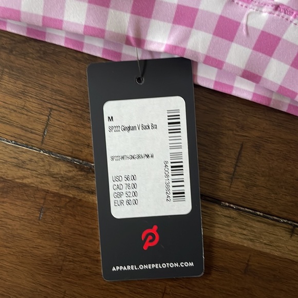 Peloton Gingham V back sports bra medium new - Picture 3 of 3